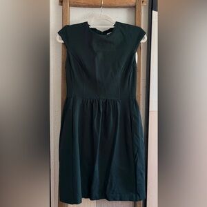 Trina Turk Dark Green Cap Sleeve Midi Dress